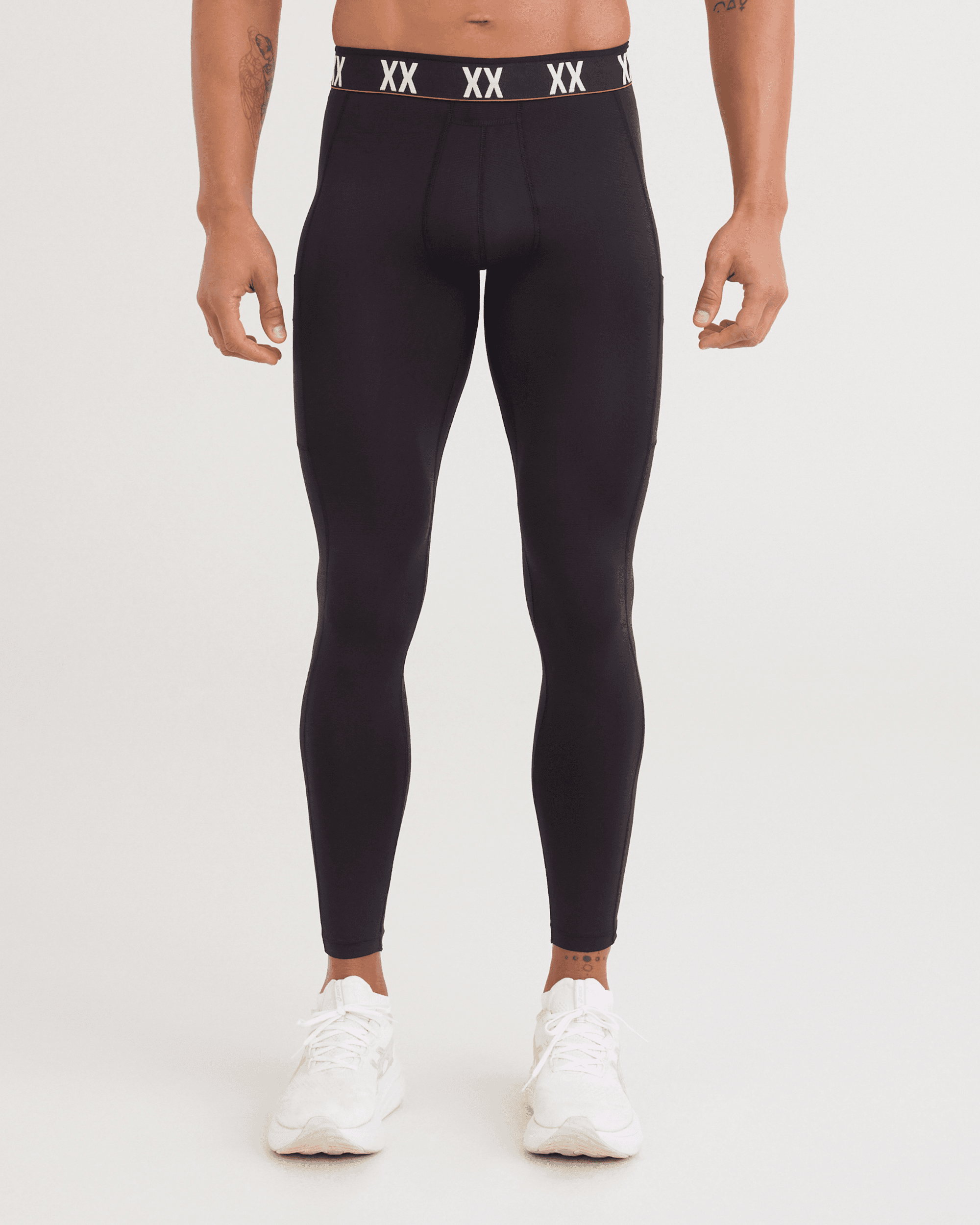 Front - Model wearing Multi-Sport Mesh Tights in Black