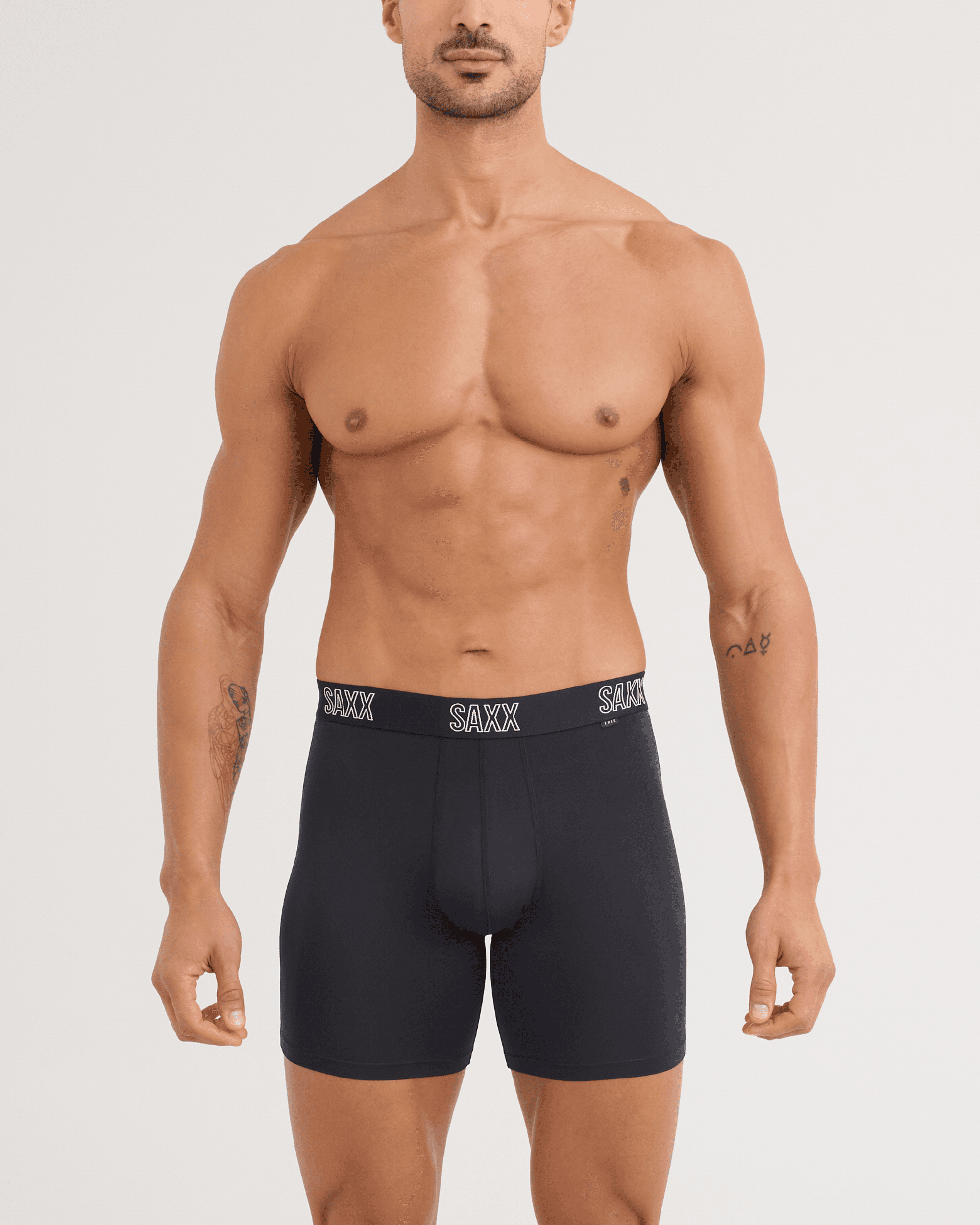 Front - Model wearing DropTemp All Day Cooling Boxer Brief 3 Pack in Black