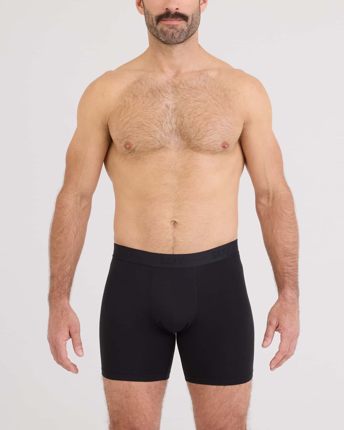 Front - Model wearing Smooth Luxe Micro Modal Boxer Brief in Black