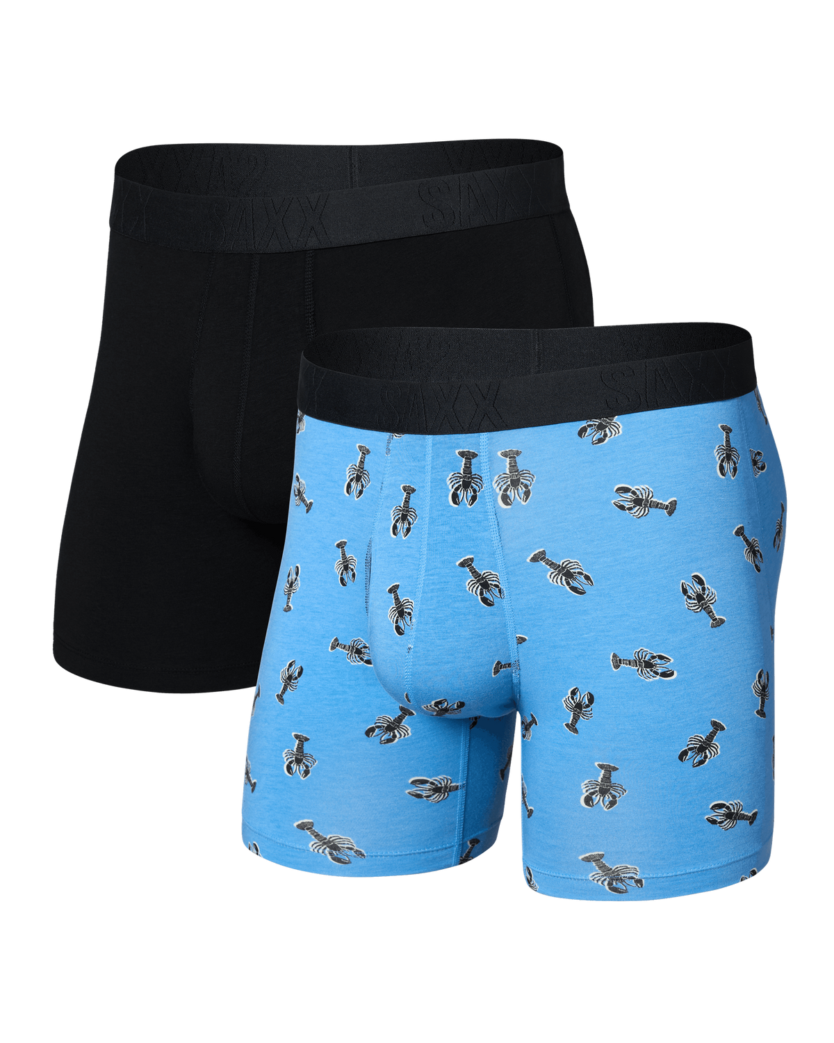 Front of DropTemp Cooling Cotton Boxer Brief 2 Pack in Lobster Boil/Black