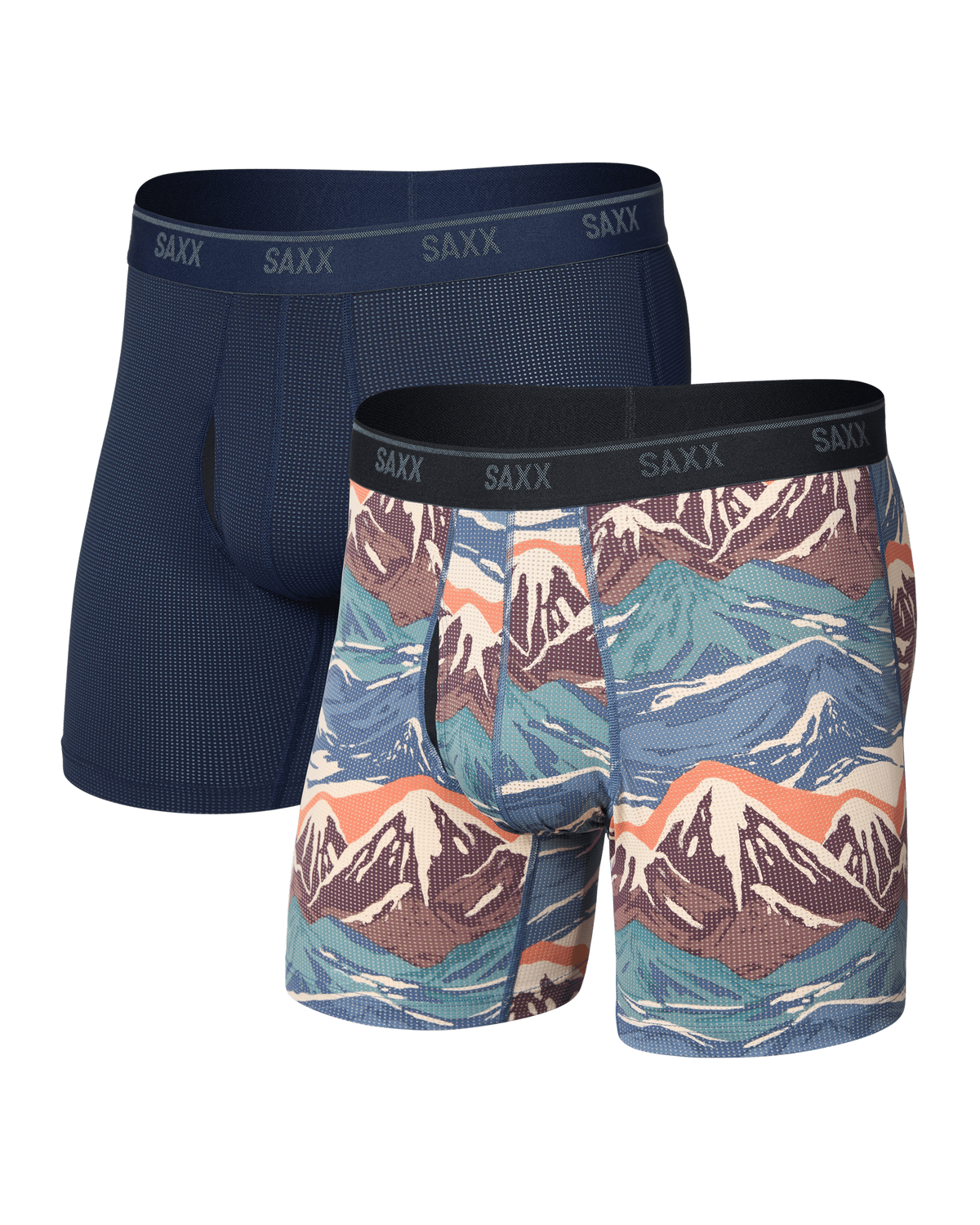 Front of Quest Quick-Dry Mesh Boxer Brief 2 Pack in Mountain Top/Maritime