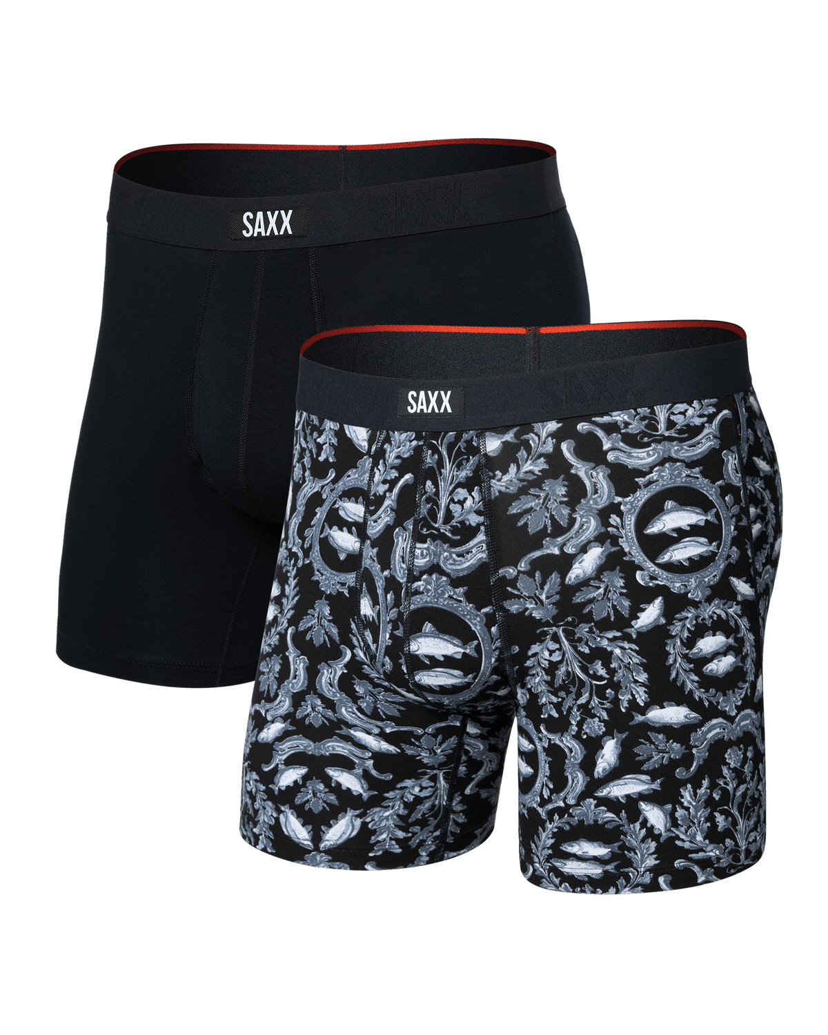 Front of Vibe Xtra Soft Comfort Boxer Brief 2 Pack in Backsplash/Black