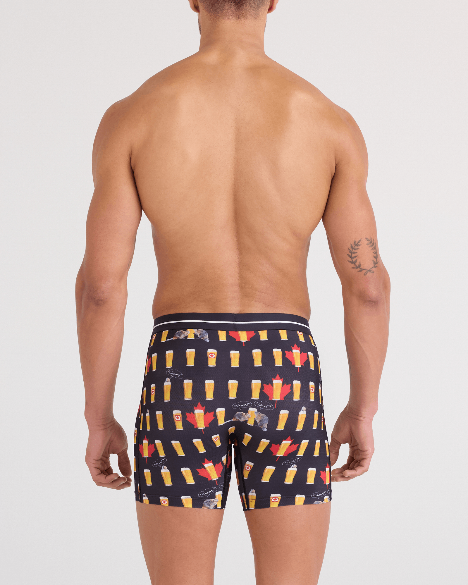 Back - Model wearing Volt Breathable Mesh Boxer Brief in Cheers Canada-Black