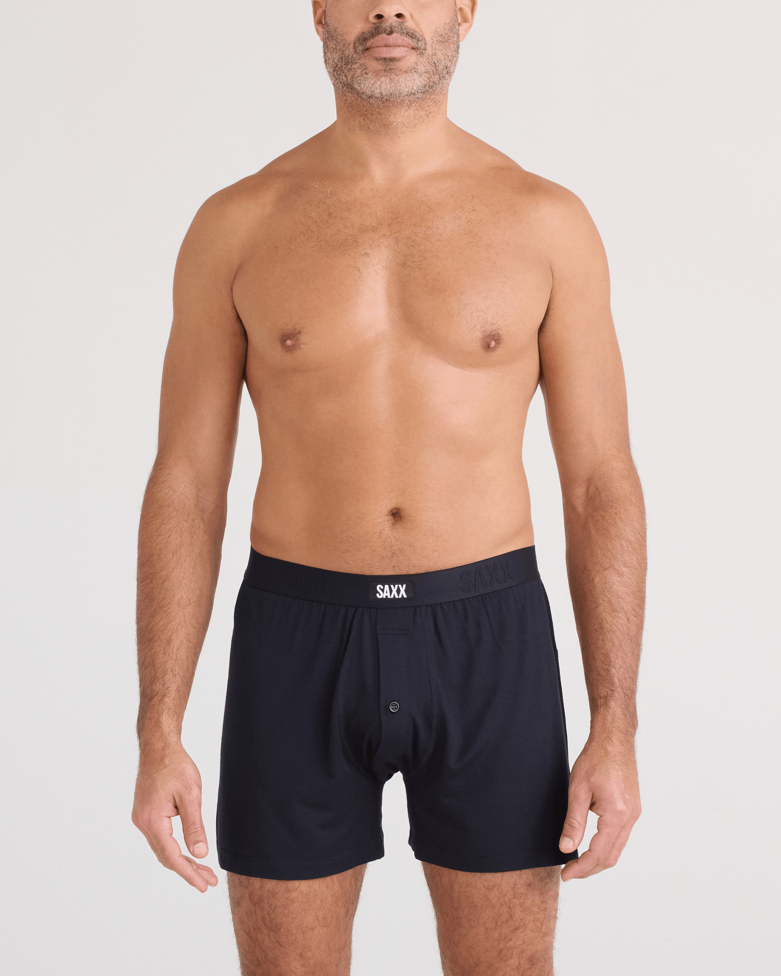 Front - Model wearing Snooze Sleep Boxer Short in Black