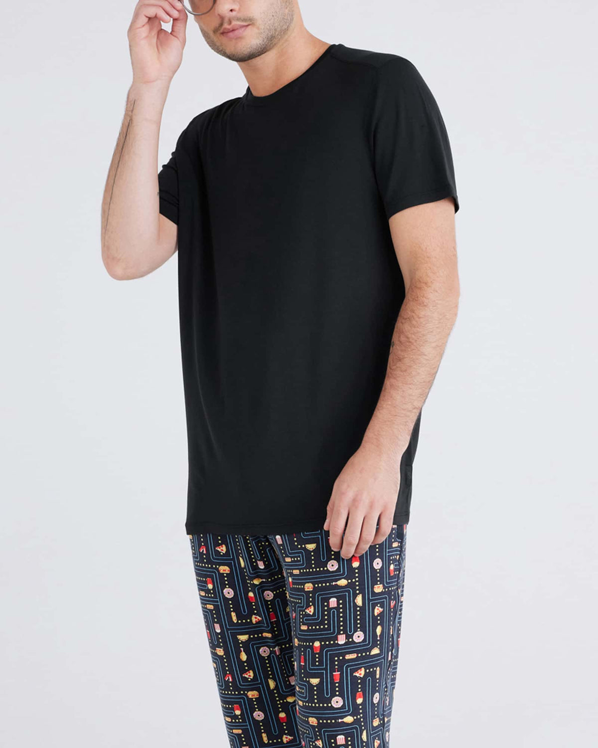Front - Model wearing Snooze Short Sleeve Tee in Black