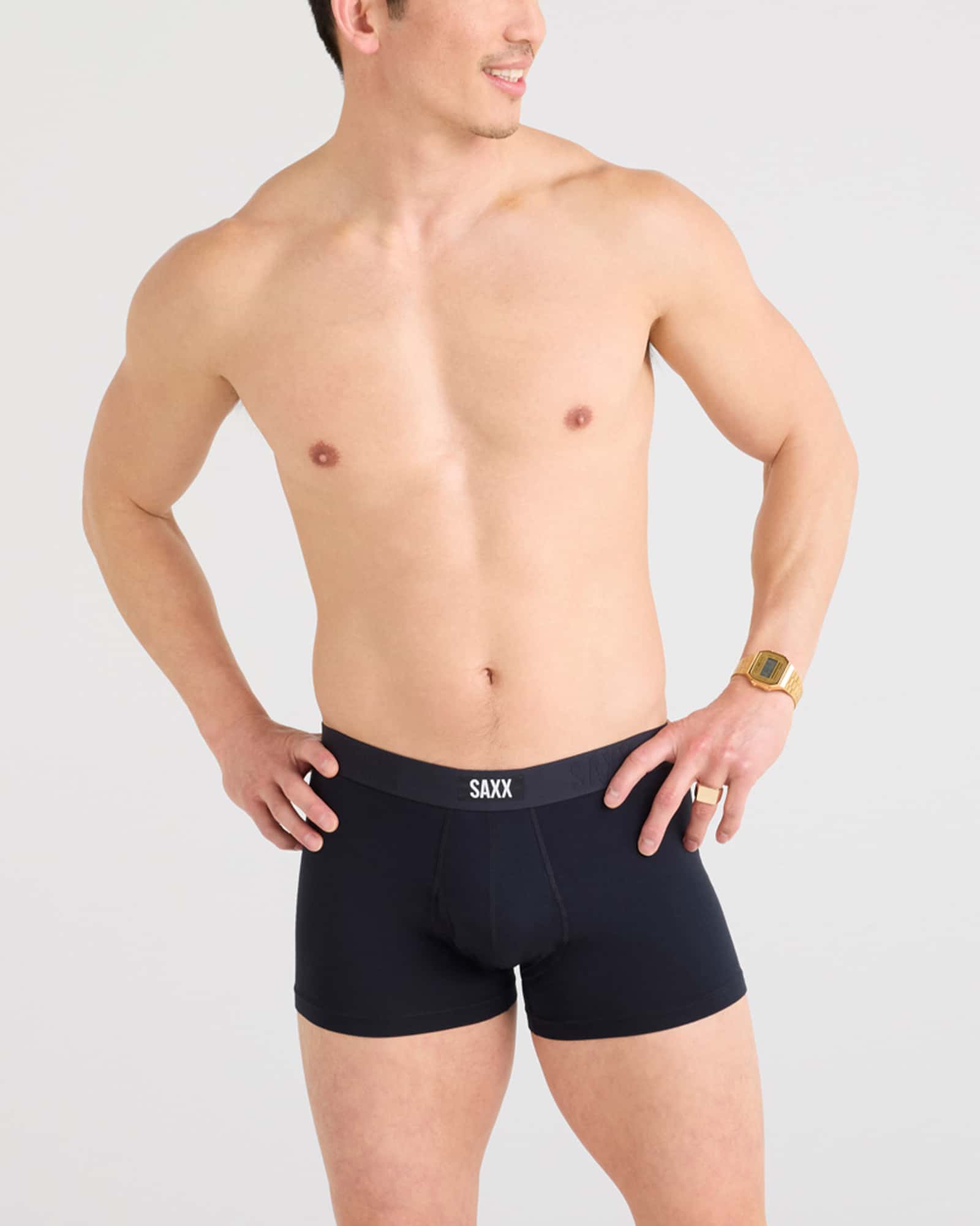 Front - Model wearing Vibe Xtra Trunk Fly in Black
