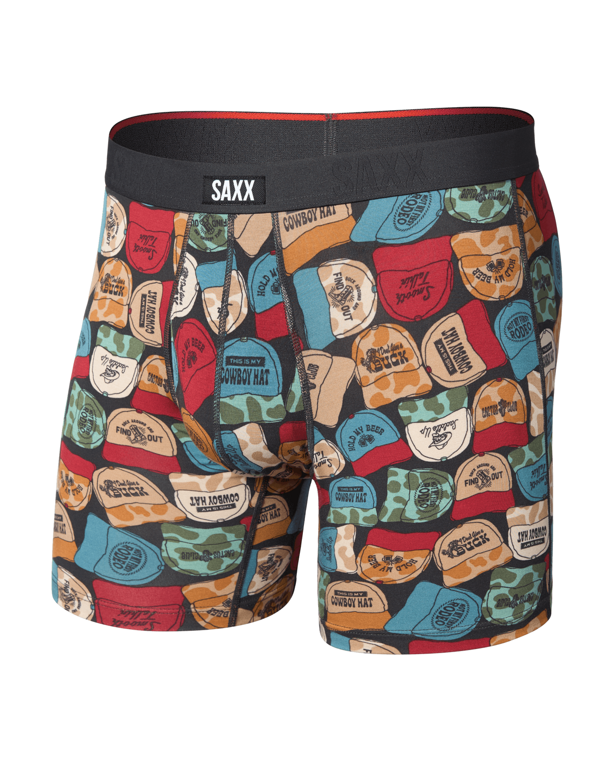 Front of Vibe Xtra Soft Comfort Boxer Brief in Cowboy Hat-Faded Black