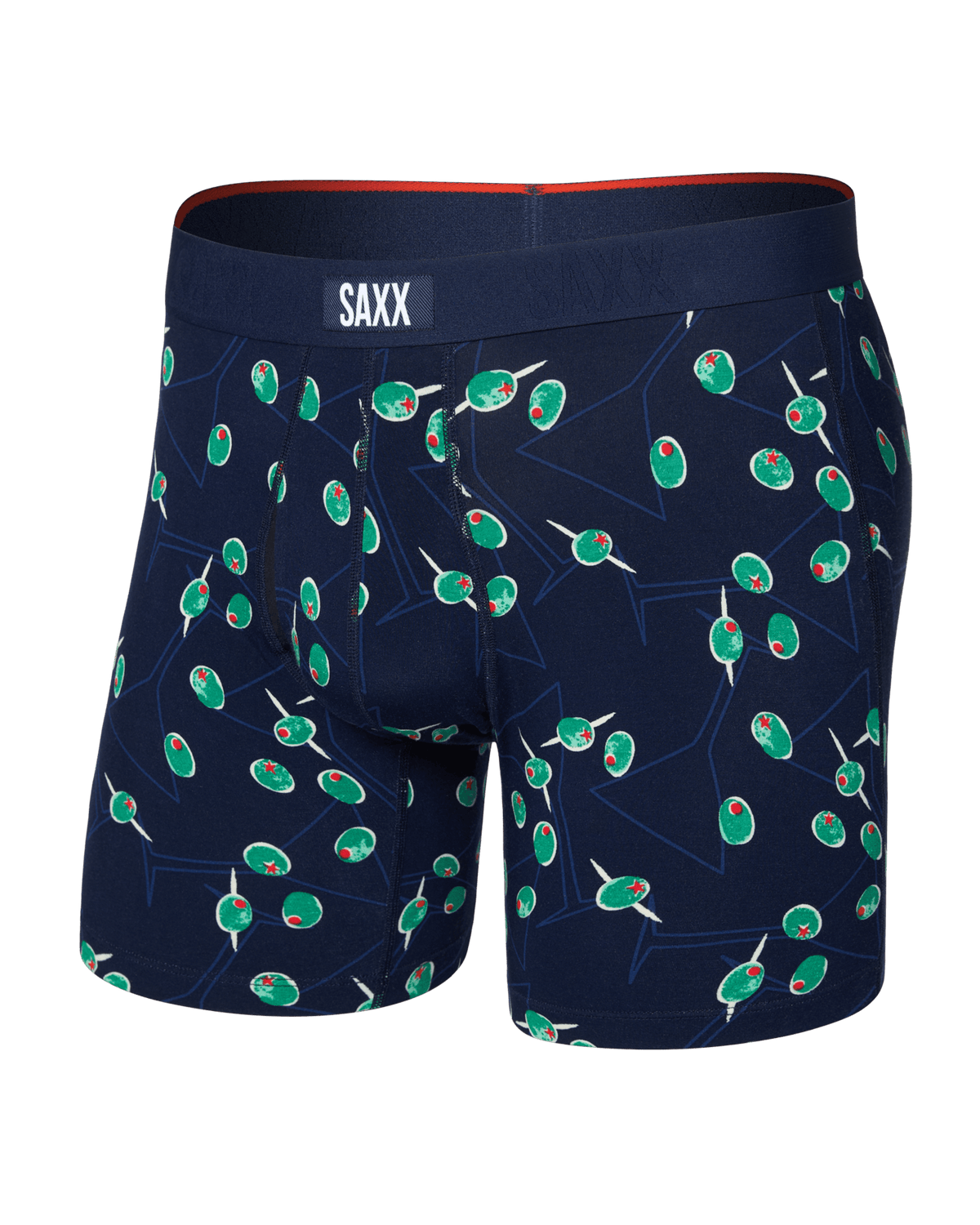 Front of Vibe Xtra Soft Comfort Boxer Brief Fly in Olive You-Maritime