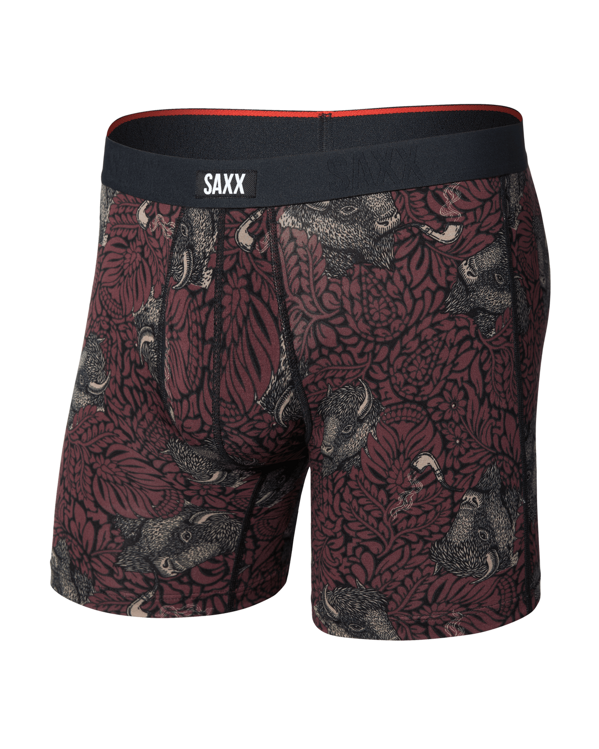 Front of Vibe Xtra Soft Comfort Boxer Brief in Smoking Jacket-Huckleberry