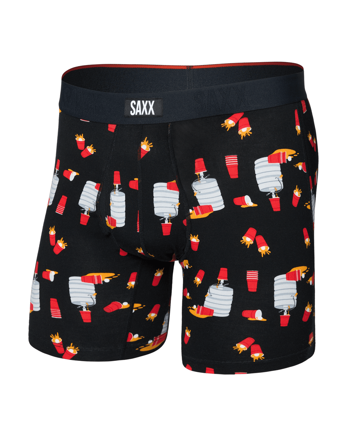Front of Vibe Xtra Soft Comfort Boxer Brief Fly in Tapped Out-Black