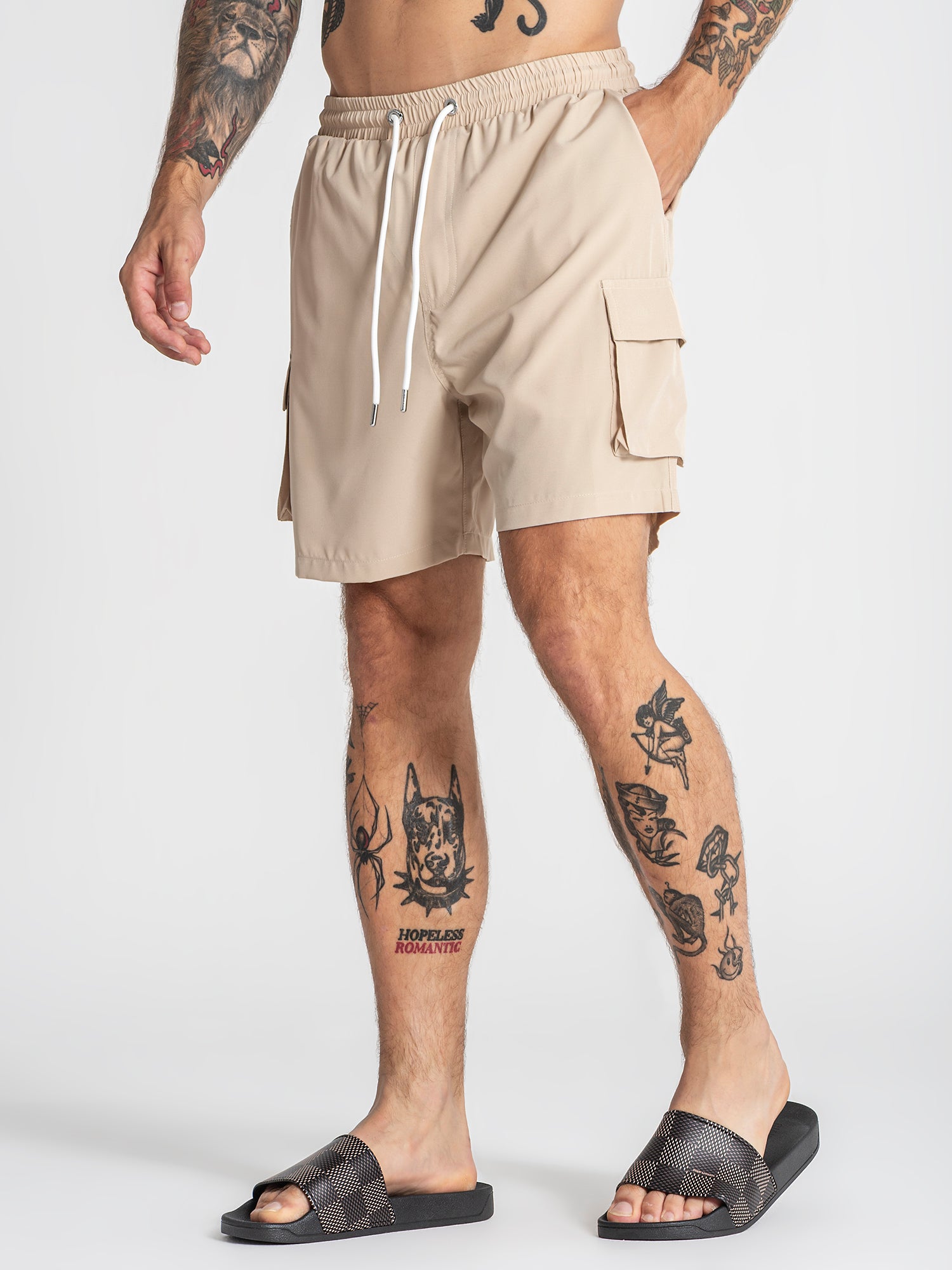 Beige Cargo Swimshorts