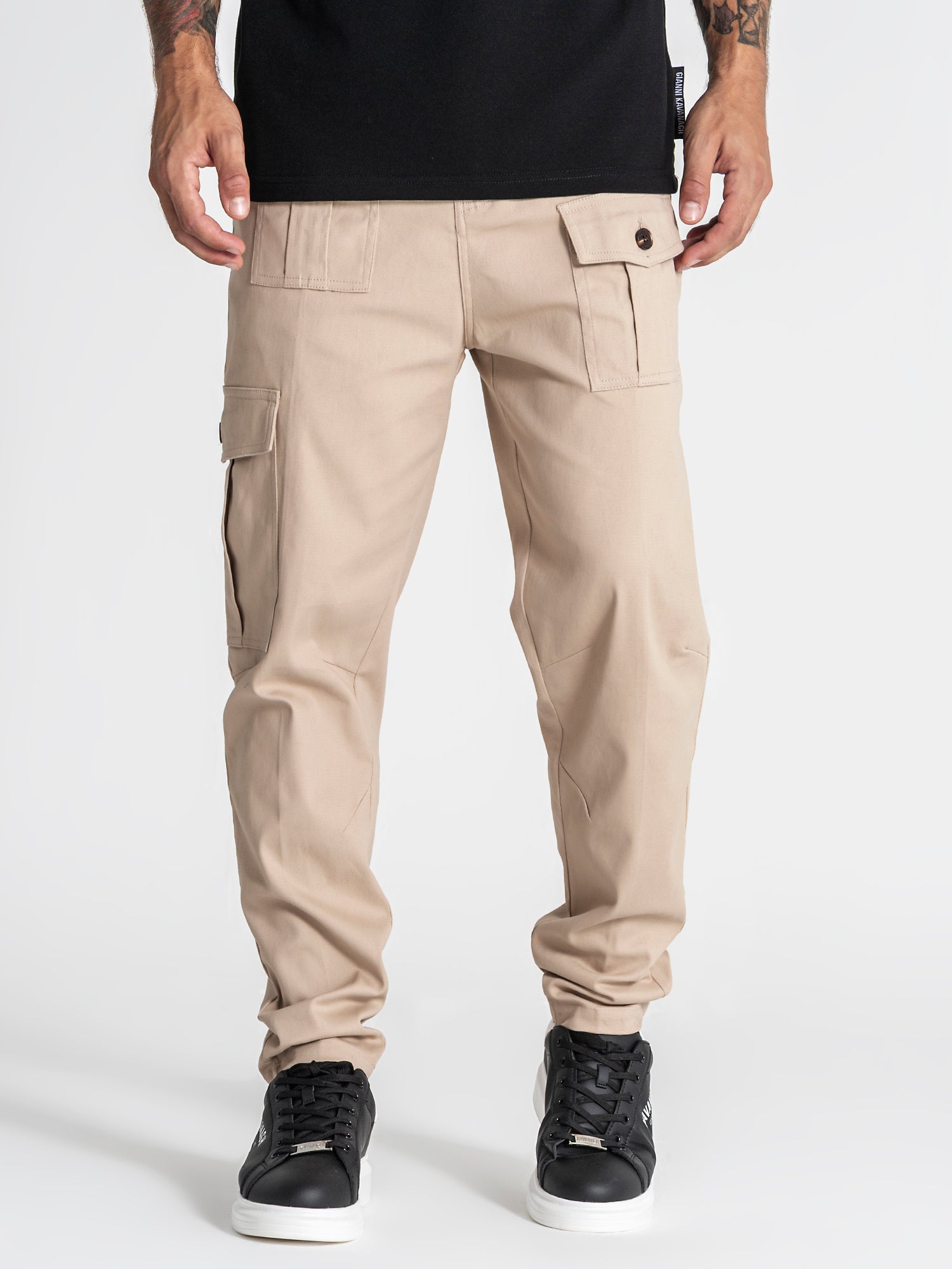 Beige Cargo Chino Pants
