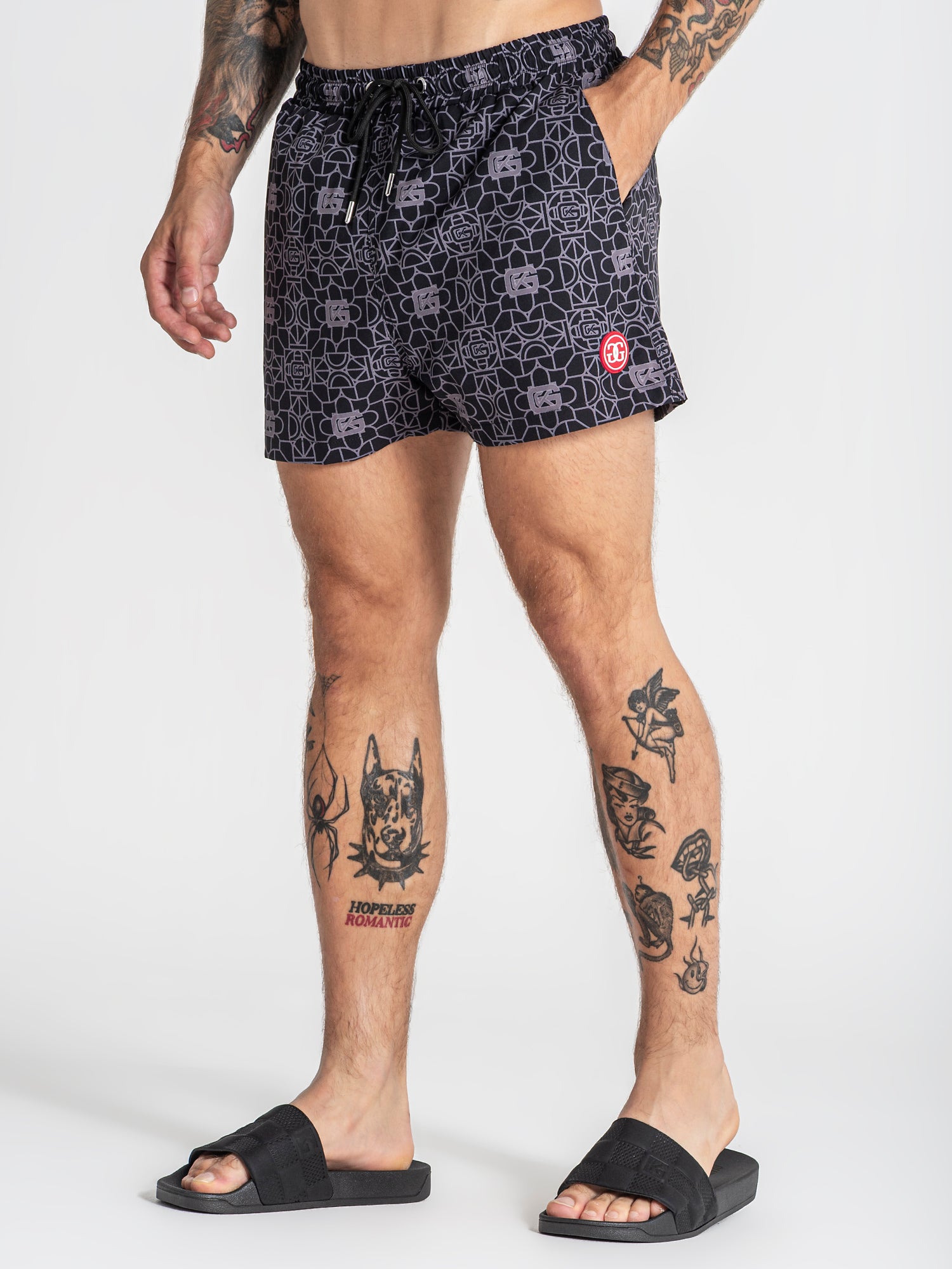 Black Tiled Swimshorts