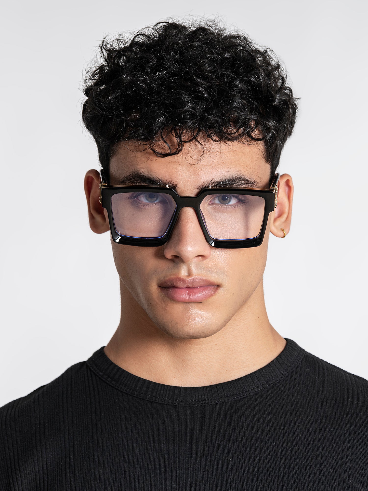 Black Clean Square Sunglasses