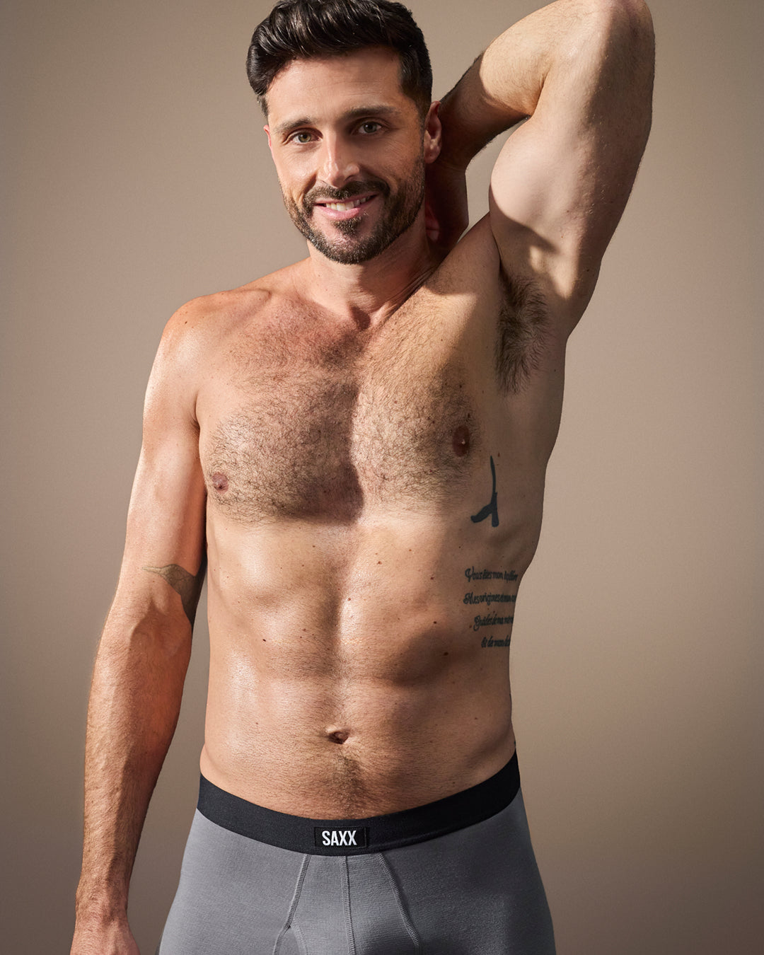 Male model wearing SAXX underwear showing relaxed fit comfort and everyday wear appeal