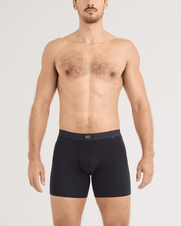 Front - Model wearing 24Seven Cotton Boxer Brief 3 Pack in Black