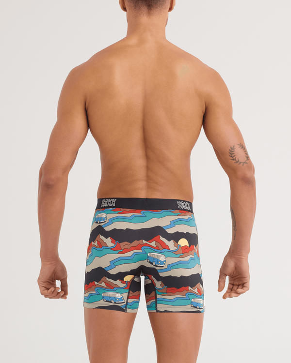 Back - Model wearing DropTemp All Day Cooling Boxer Brief in Cabin Fever-Black