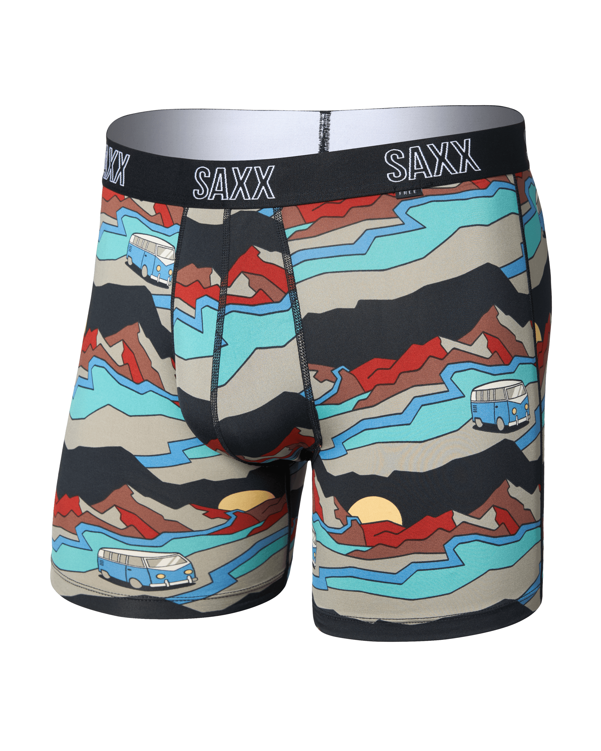 Front of DropTemp All Day Cooling Boxer Brief in Cabin Fever-Black