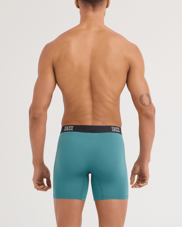 Back - Model wearing DropTemp All Day Cooling Boxer Brief in Seascape