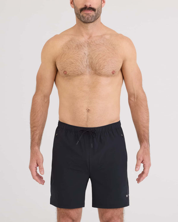 Front - Model wearing Power Moves Short 7" in Black