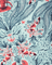 Pattern of red lobsters and blue seaweed on a light blue background