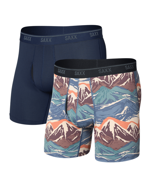 Front of Quest Quick-Dry Mesh Boxer Brief 2 Pack in Mountain Top/Maritime