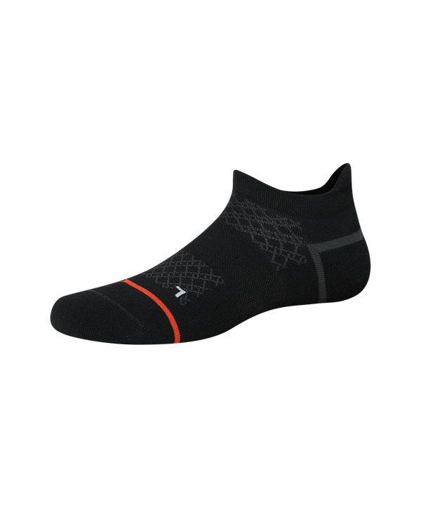 Front of  Foot Hold Mid-Weight Low Show Sock in Black