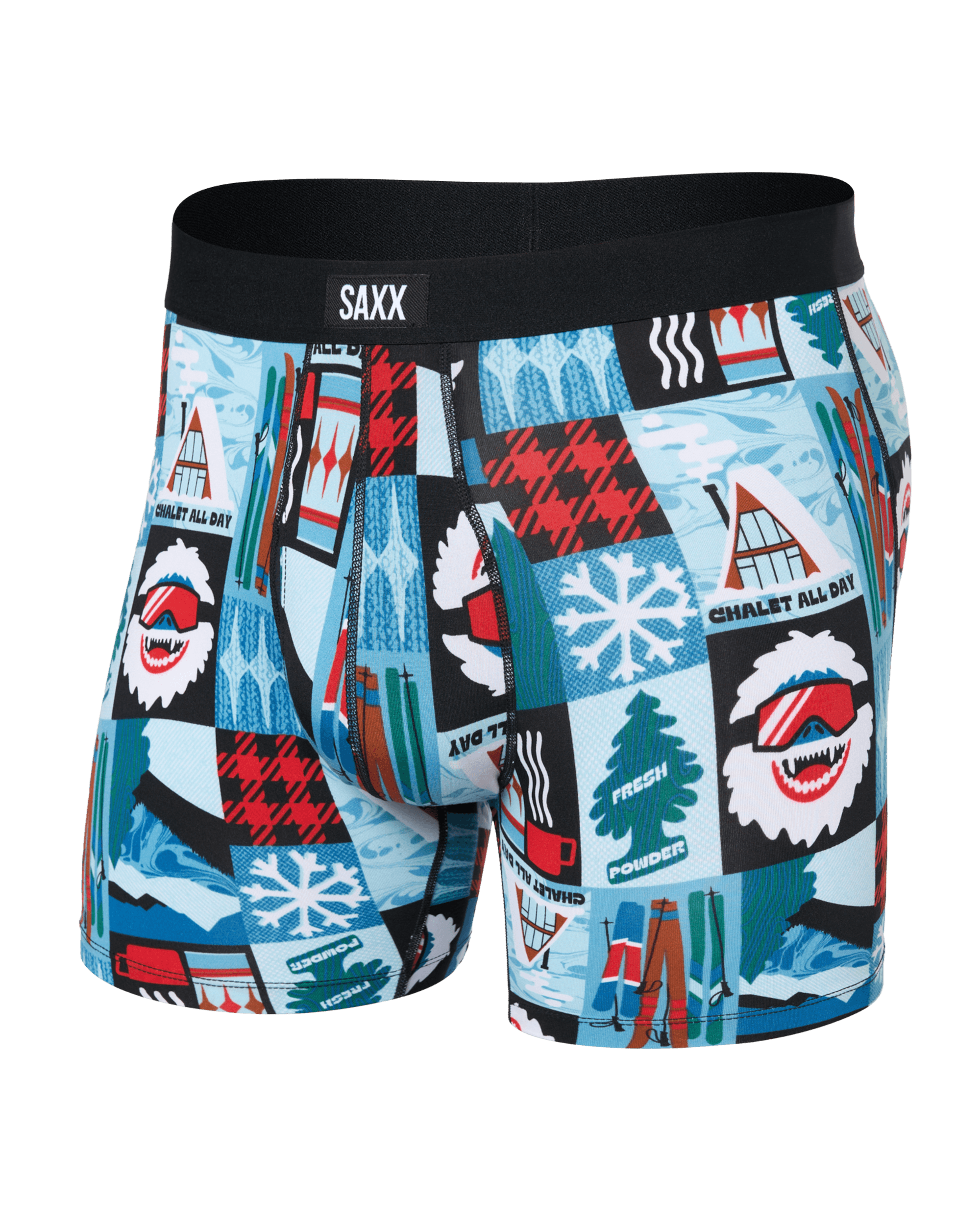Front of  Daytripper Comfort Stretch Boxer Brief Fly in Chalet All Day-Blue