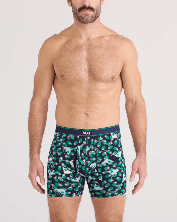 Front - Model wearing  Daytripper Comfort Stretch Boxer Brief Fly in Martini-Maritime
