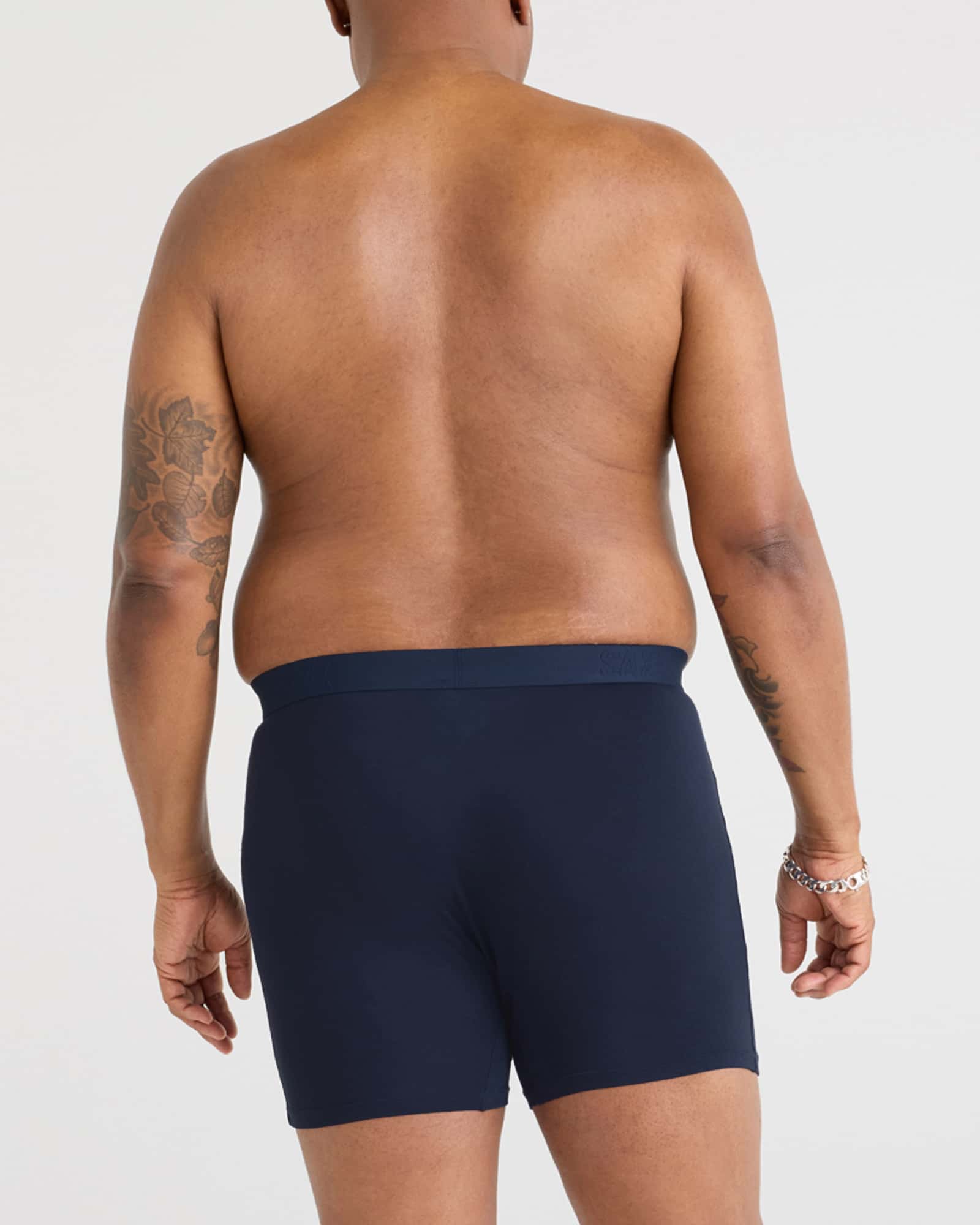 Front - Model Wearing Ultra Super Soft Boxer Brief (3 Pack) in Navy/City Blue/Heritage