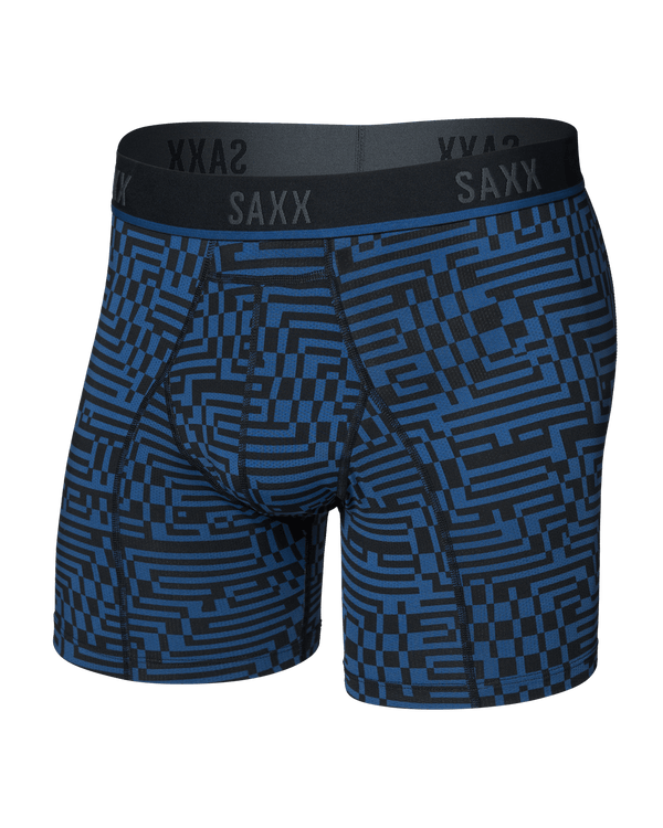 Front of  Kinetic Light-Compression Mesh Boxer Brief in Maze Camo-Navy Dawn
