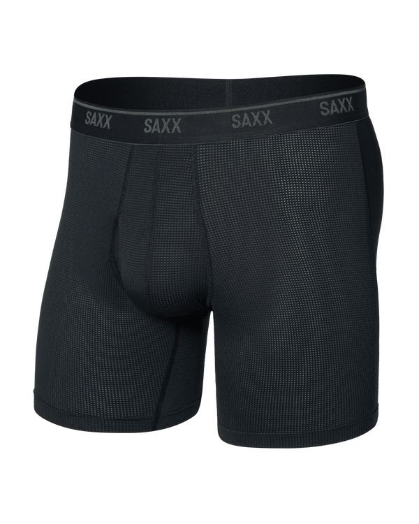 Front of  Quest Quick-Dry Mesh Boxer Brief Fly in Black