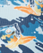 Close-up of a fabric with an ocean wave pattern