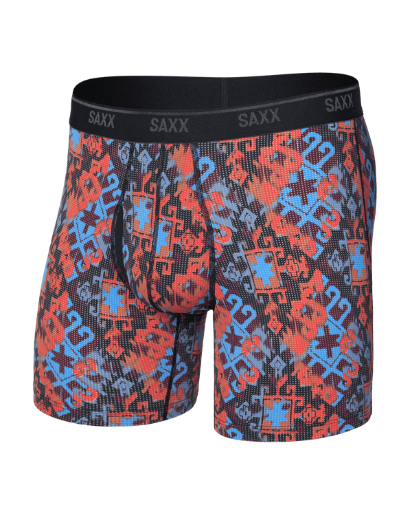 Front of  Quest Quick-Dry Mesh Boxer Brief Fly in Heritage Weave-Multi