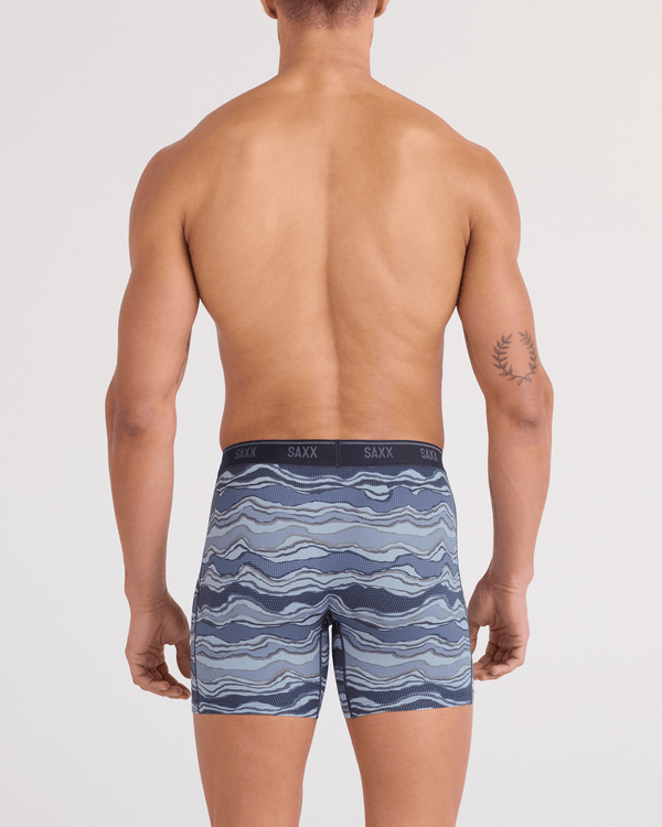 Back - Model wearing  Quest Quick-Dry Mesh Boxer Brief Fly in Lazy River-Multi
