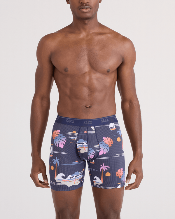 Front - Model wearing  Quest Quick-Dry Mesh Boxer Brief Fly in Sunny Adventure-Maritime