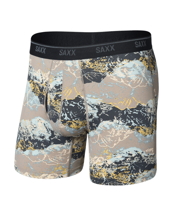 Front of Quest Quick-Dry Mesh Boxer Brief in Summits-Cinder