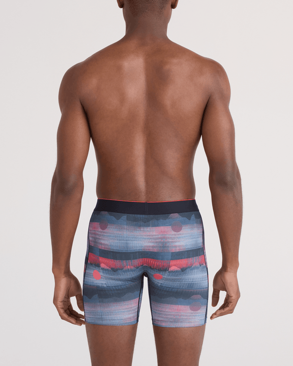 Back - Model wearing  Multi-Sport Mesh Boxer Brief Fly in Mystery Peaks-Multi