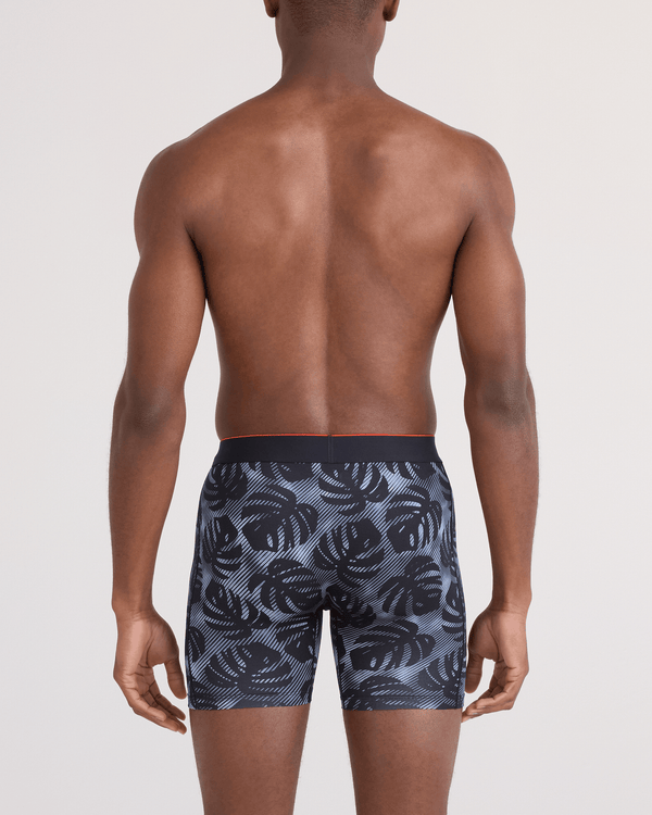 Back - Model wearing  Multi-Sport Mesh Boxer Brief Fly in Rem Tropic-Black