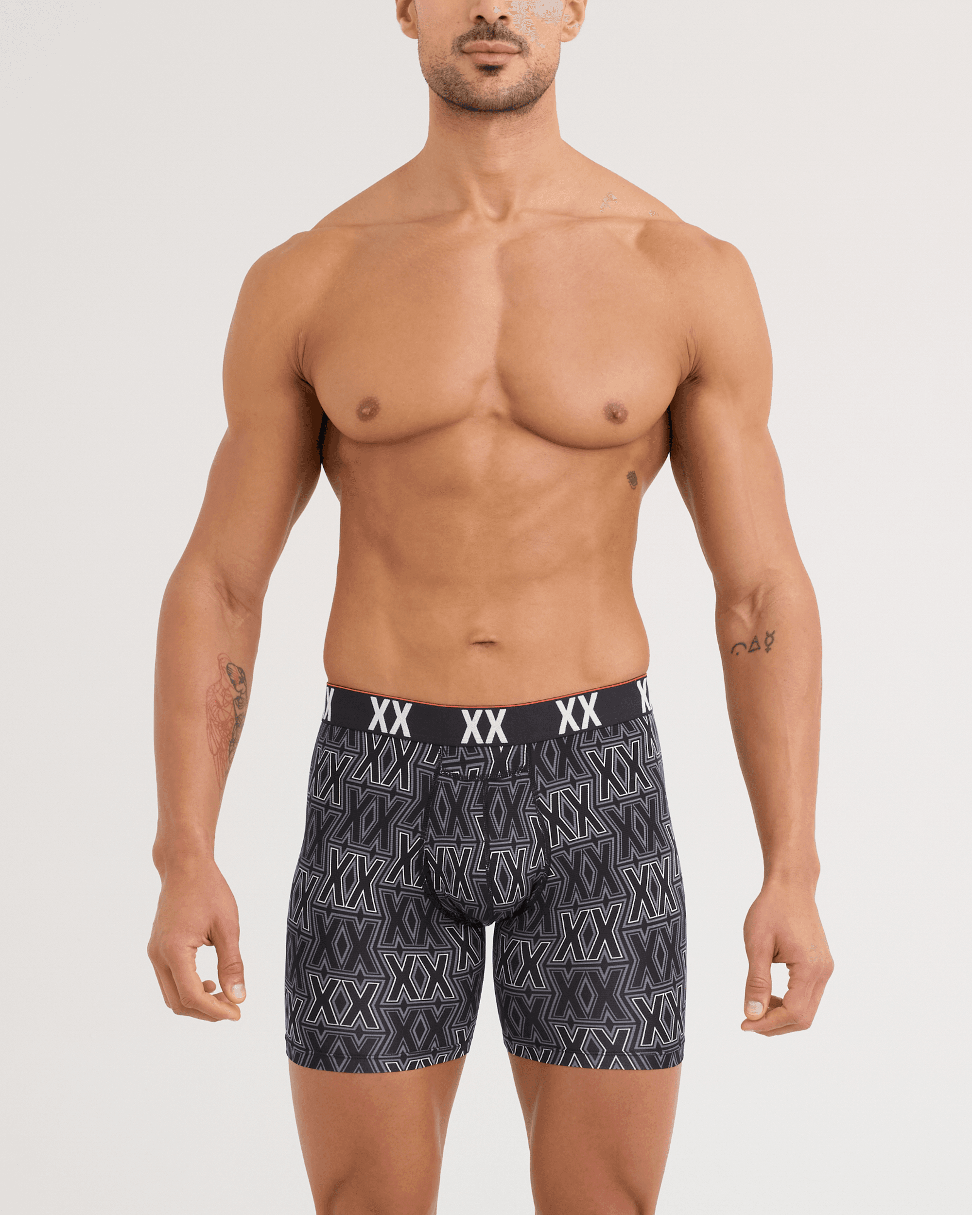 Front - Model wearing Multi-Sport Mesh Boxer Brief 2 Pack in XXcellence/Black