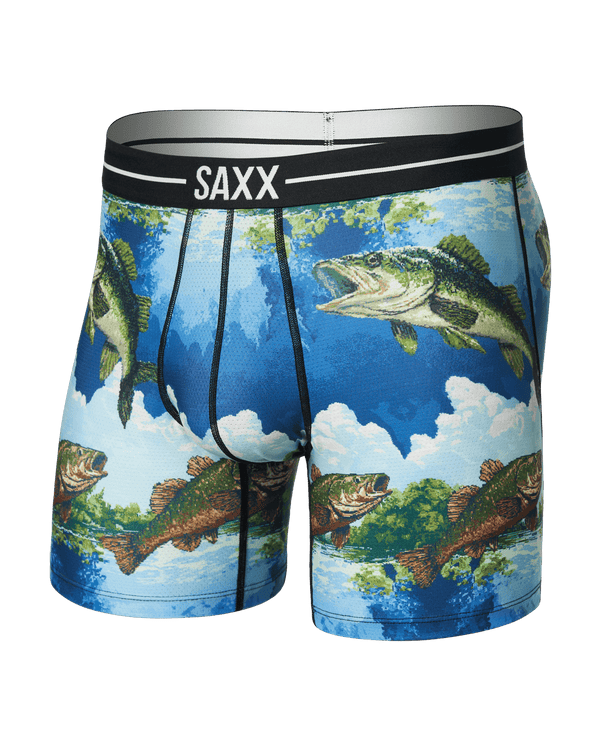 Front of Volt Breathable Mesh Boxer Brief in Bitmap Big Mouth-Multi