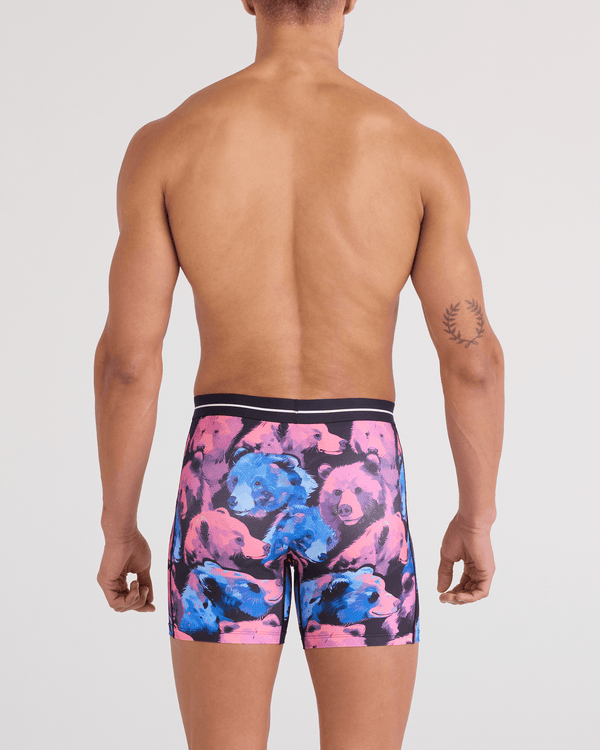 Back - Model wearing  Volt Breathable Mesh Boxer Brief in Beartastic-Multi