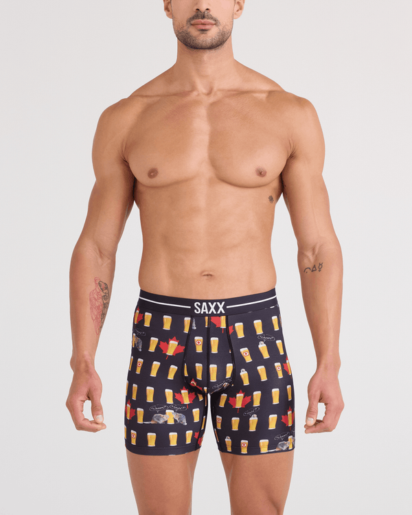 Front - Model wearing  Volt Breathable Mesh Boxer Brief in Cheers Canada-Black