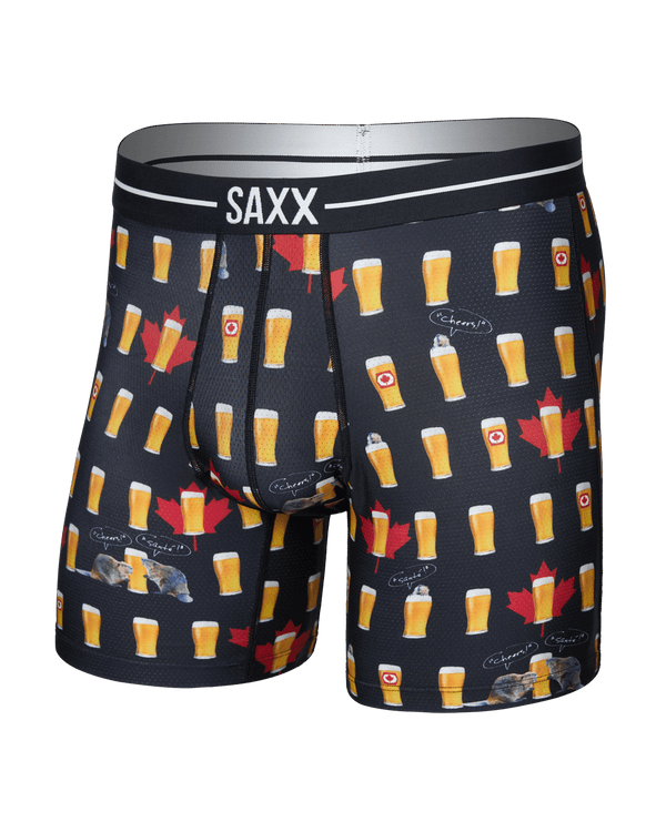 Front of  Volt Breathable Mesh Boxer Brief in Cheers Canada-Black