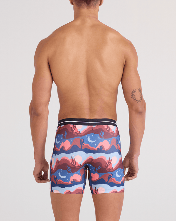 Back - Model wearing  Volt Breathable Mesh Boxer Brief in Canyon Daze-Red Clay