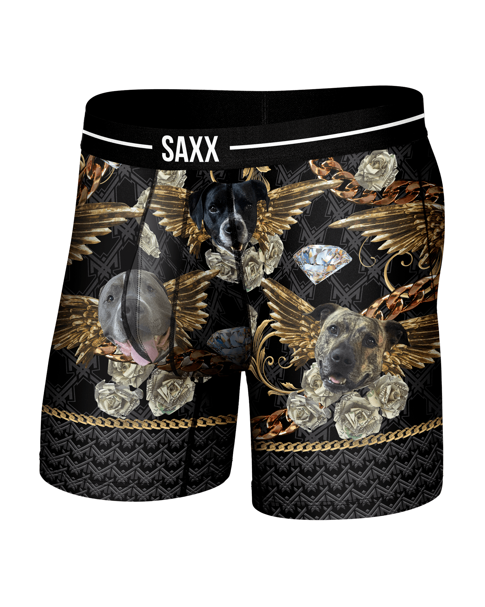 Front of  Volt Breathable Mesh Boxer Brief in Dogs Of Maxx-Black