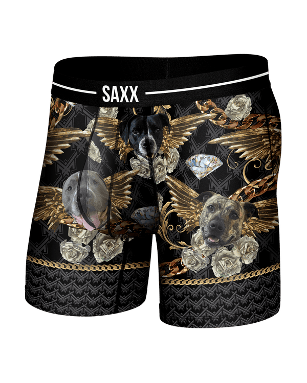 Front of  Volt Breathable Mesh Boxer Brief in Dogs Of Maxx-Black
