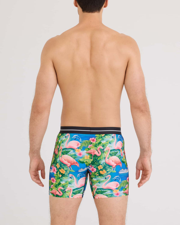 Back - Model wearing Volt Breathable Mesh Boxer Brief in Flamingo Bay-Multi