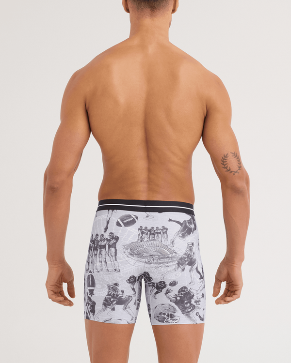 Back - Model wearing Volt Breathable Mesh Boxer Brief in Gridiron Action-Grey Heather