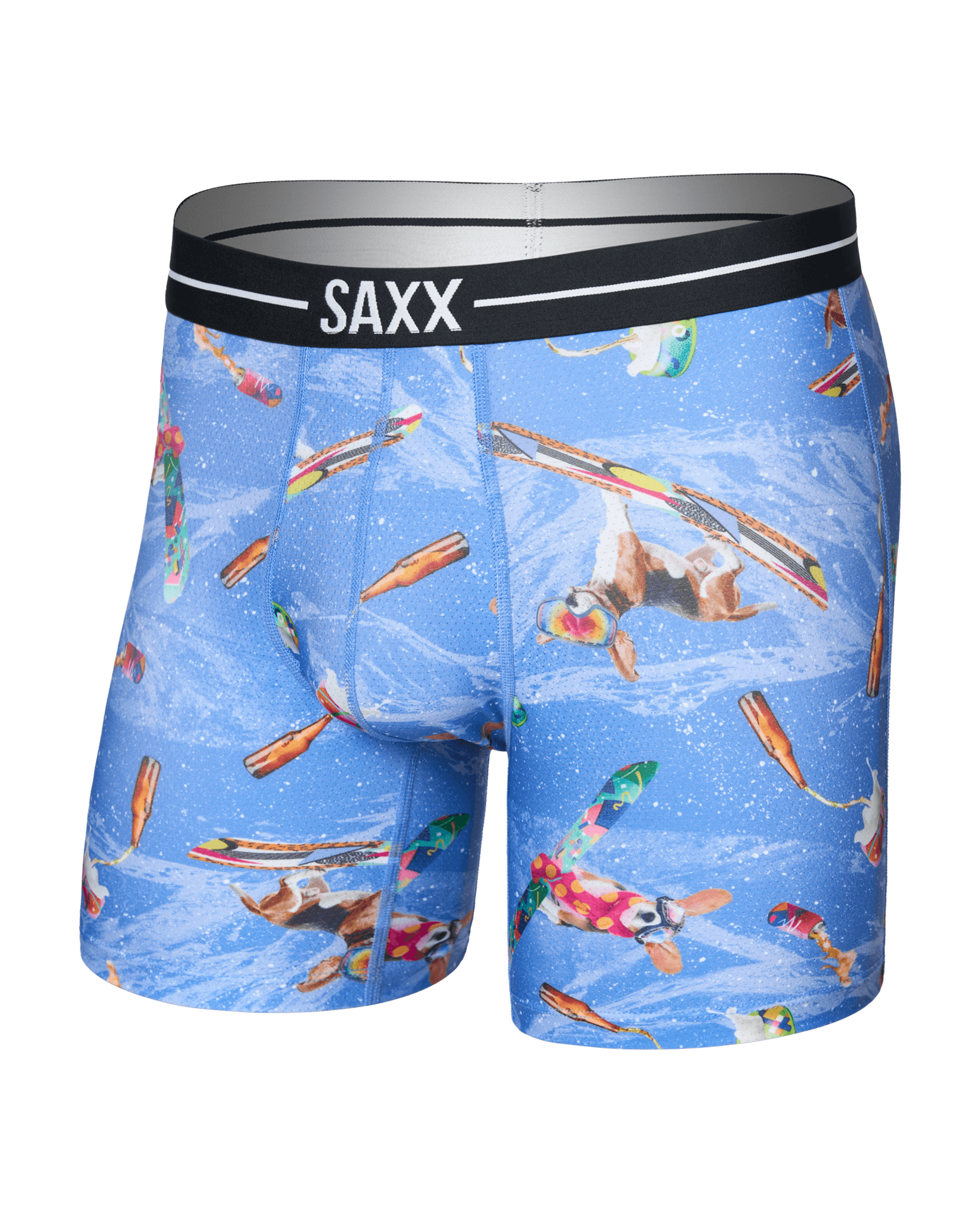 Front of  Volt Breathable Mesh Boxer Brief in Haute Doggers-Sail Blue